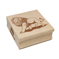 Regal Maned Lion Walking Square Rubber Stamp for Stamping Crafting