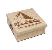 Simple Sailboat on Ocean Water Square Rubber Stamp for Stamping Crafting