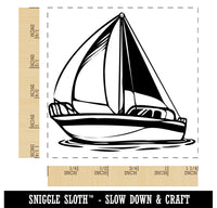 Simple Sailboat on Ocean Water Square Rubber Stamp for Stamping Crafting