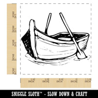 Sketchy Rowboat on the Water with Paddles Square Rubber Stamp for Stamping Crafting
