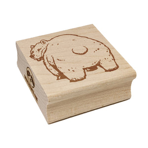Standing Bear Looking Behind Square Rubber Stamp for Stamping Crafting