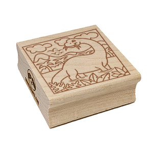 Brontosaurus Eating in Water Dinosaur Square Rubber Stamp for Stamping Crafting