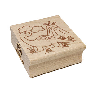 Brontosaurus Volcano Dinosaur Square Rubber Stamp for Stamping Crafting