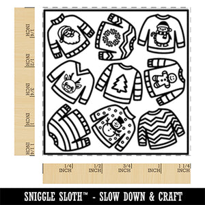 Bunch of Cute Ugly Christmas Sweaters Square Rubber Stamp for Stamping Crafting