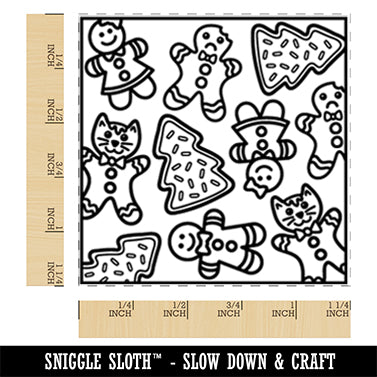 Christmas Cookie Pattern Square Rubber Stamp for Stamping Crafting