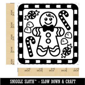 Christmas Treats Gingerbread Peppermint Candy Cane Gumdrops Square Rubber Stamp for Stamping Crafting