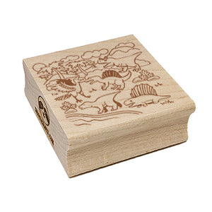 Dinosaurs Landscape Square Rubber Stamp for Stamping Crafting