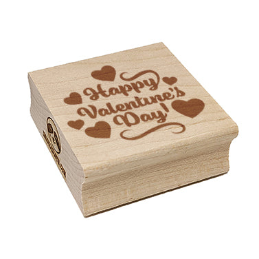 Happy Valentine's Day with Hearts Square Rubber Stamp for Stamping Crafting