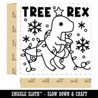 Christmas Tree Rex T-Rex Tyrannosaurus Dinosaur Pun Square Rubber Stamp for Stamping Crafting