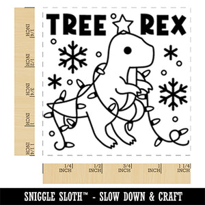 Christmas Tree Rex T-Rex Tyrannosaurus Dinosaur Pun Square Rubber Stamp for Stamping Crafting