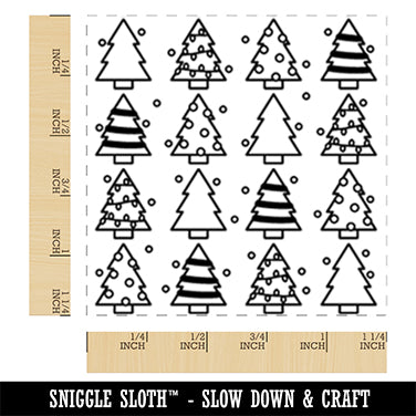 Christmas Trees Galore Pattern Square Rubber Stamp for Stamping Crafting