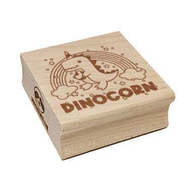 Dinocorn Dinosaur Unicorn with Rainbow Square Rubber Stamp for Stamping Crafting