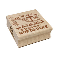 From the North Pole Santa Sleigh Christmas Presents Square Rubber Stamp for Stamping Crafting