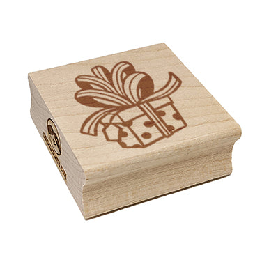 Gift with Large Bow Birthday Anniversary Christmas Holiday Square Rubber Stamp for Stamping Crafting