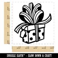 Gift with Large Bow Birthday Anniversary Christmas Holiday Square Rubber Stamp for Stamping Crafting