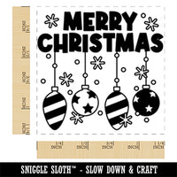 Merry Christmas Hanging Ornaments Square Rubber Stamp for Stamping Crafting