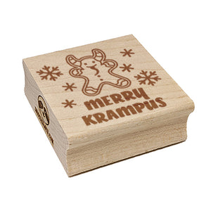 Merry Krampus Christmas Gingerbread Cookie Square Rubber Stamp for Stamping Crafting