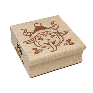 Playful Naughty Krampus Santa Square Rubber Stamp for Stamping Crafting