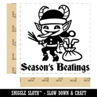 Santa's Little Krampus Helper Season's Beatings Greetings Christmas Elf Square Rubber Stamp for Stamping Crafting