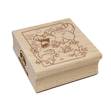Carnotaurus Horned Dinosaur Roaring Square Rubber Stamp for Stamping Crafting