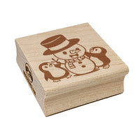 Christmas Penguins Building Snowman Square Rubber Stamp for Stamping Crafting