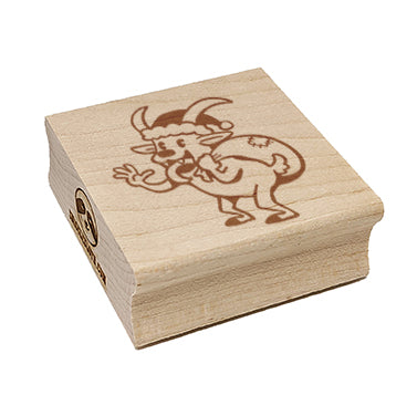 Creepy Vintage Cartoon Krampus Christmas Square Rubber Stamp for Stamping Crafting