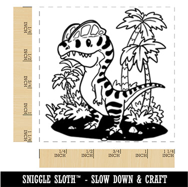 Dilophosaurus Crested Dinosaur Square Rubber Stamp for Stamping Crafting