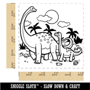 Dinosaur Family Brontosaurus Brachiosaurus Square Rubber Stamp for Stamping Crafting