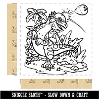 Pachycephalosaurus Dinosaur Headbutting Coconut Square Rubber Stamp for Stamping Crafting