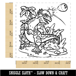 Pachycephalosaurus Dinosaur Headbutting Coconut Square Rubber Stamp for Stamping Crafting