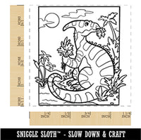 Parasaurolophus Duck Billed Dinosaur Square Rubber Stamp for Stamping Crafting