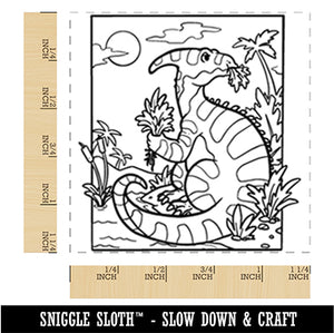 Parasaurolophus Duck Billed Dinosaur Square Rubber Stamp for Stamping Crafting