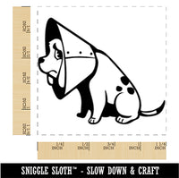 Sad Pet Dog in Cone of Shame Square Rubber Stamp for Stamping Crafting