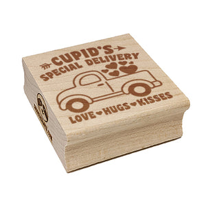 Cupid's Special Delivery Truck Valentine's Day Square Rubber Stamp for Stamping Crafting