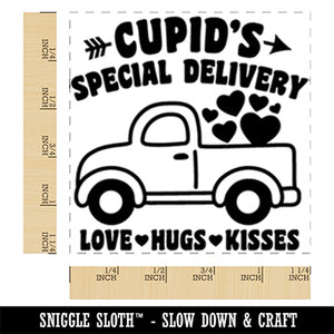 Cupid's Special Delivery Truck Valentine's Day Square Rubber Stamp for Stamping Crafting