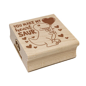 You Make My Heart Saur Soar Dinosaur Valentine's Day Square Rubber Stamp for Stamping Crafting