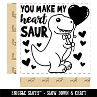 You Make My Heart Saur Soar Dinosaur Valentine's Day Square Rubber Stamp for Stamping Crafting