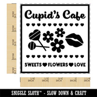 Cupid's Cafe Sweets Flowers Love Valentine's Day Square Rubber Stamp for Stamping Crafting