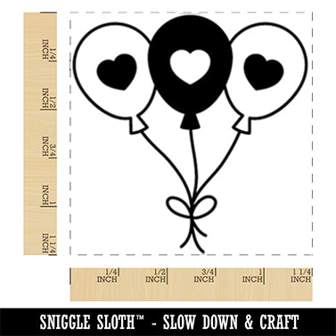 Trio of Valentine's Day Balloons Love Birthday Square Rubber Stamp for Stamping Crafting