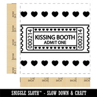 Valentine's Day Kissing Booth Raffle Ticket Square Rubber Stamp for Stamping Crafting