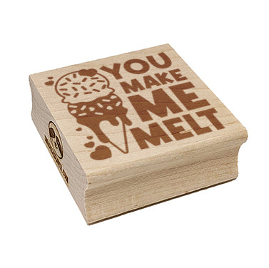 You Make Me Melt Valentine's Day Ice Cream Cone Square Rubber Stamp for Stamping Crafting