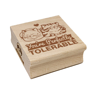 Perfectly Tolerable Cats Funny Valentine's Day Square Rubber Stamp for Stamping Crafting