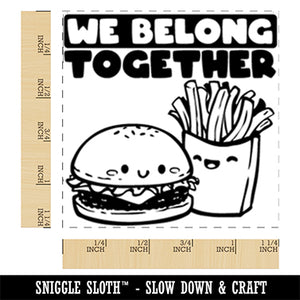 We Belong Together Hamburger and Fries Best Friends Valentine's Day Square Rubber Stamp for Stamping Crafting