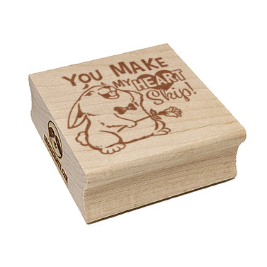 You Make My Heart Skip Bunny Rabbit Love Valentine's Day Square Rubber Stamp for Stamping Crafting