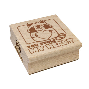 You Stole My Heart Raccoon Love Anniversary Valentine's Day Square Rubber Stamp for Stamping Crafting