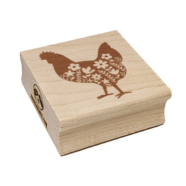 Floral Chicken Square Rubber Stamp for Stamping Crafting