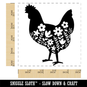 Floral Chicken Square Rubber Stamp for Stamping Crafting