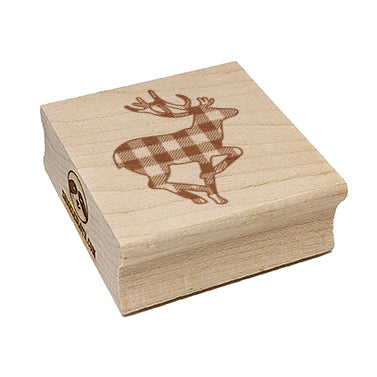 Plaid Deer Buck Buffalo Print Square Rubber Stamp for Stamping Crafting