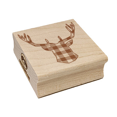 Plaid Deer Stag Head Buffalo Print Square Rubber Stamp for Stamping Crafting