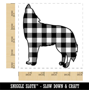 Plaid Howling Wolf Buffalo Print Square Rubber Stamp for Stamping Crafting